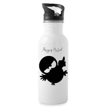Eine Eule // Angry Bird - Trinkflasche mit integriertem Trinkhalm - Weiß - Rechts