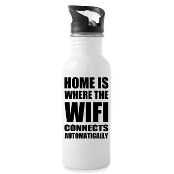 Wifi maison noir - Gourde avec paille intégrée - blanc - Droite