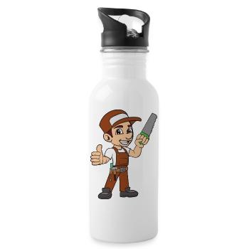 Zimmermann Tischler - Trinkflasche mit integriertem Trinkhalm - Weiß - Rechts