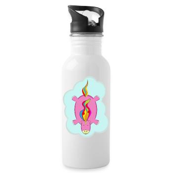Einhorn - Trinkflasche mit integriertem Trinkhalm - Weiß - Rechts