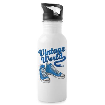 Blue vintage sneakers - Trinkflasche mit integriertem Trinkhalm - Weiß - Rechts