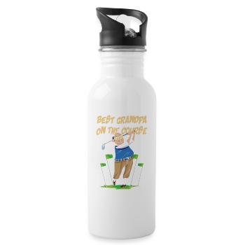 Golf - Best Grandpa on the course - Trinkflasche mit integriertem Trinkhalm - Weiß - Rechts