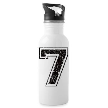 7_seven_sieben_black_schwarz (en) - Water bottle with straw - white - Right