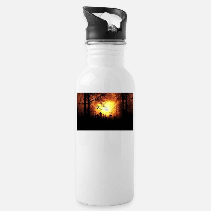 Halloween - Trinkflasche mit integriertem Trinkhalm - Weiß