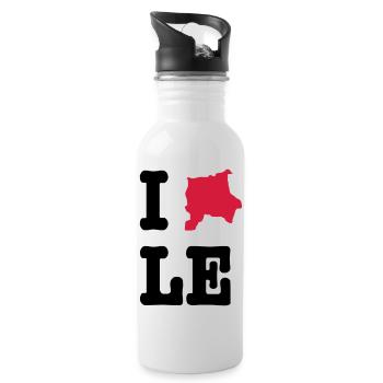 I Love Leipzig (I heart LE) - Stadtumrisse - Trinkflasche mit integriertem Trinkhalm - Weiß - Rechts