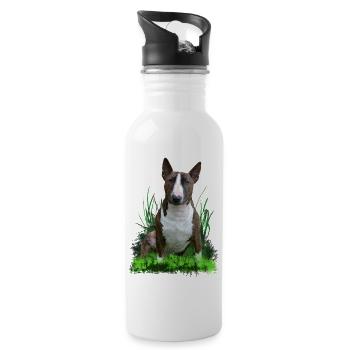 Bullterrier - Water bottle with straw - white - Right