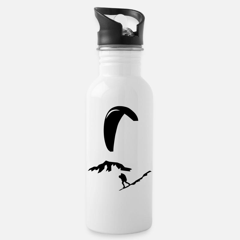 Paragliding - Trinkflasche mit integriertem Trinkhalm - Weiß