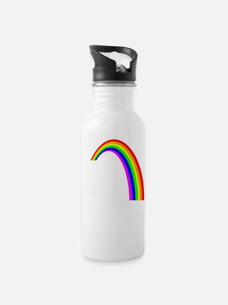 Rainbow - Trinkflasche mit integriertem Trinkhalm - Weiß