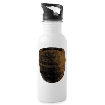 Fass - Trinkflasche mit integriertem Trinkhalm - Weiß - Rechts
