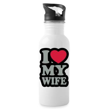 I love my wife - Water bottle with straw - white - Right