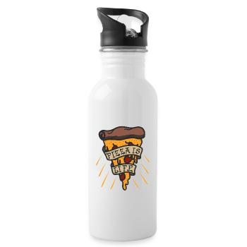 Pizza Is Life - Water bottle with straw - white - Right