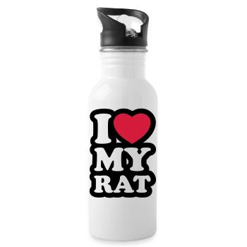 I love my rat - Water bottle with straw - white - Right
