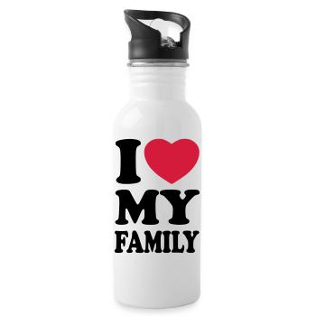 I love my family - Ich liebe meine Familie - Trinkflasche mit integriertem Trinkhalm - Weiß - Rechts
