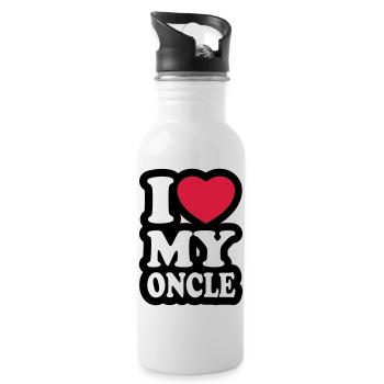I love my oncle - Ich liebe meinen Onkel - Trinkflasche mit integriertem Trinkhalm - Weiß - Rechts