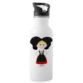 Elsässer Tracht - Trinkflasche mit integriertem Trinkhalm - Weiß - Rechts