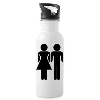 Woman And Man - Trinkflasche mit integriertem Trinkhalm - Weiß - Rechts