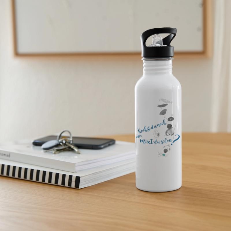 Kochst du noch oder mixt du schon? oder Kochen 2.0 Trinkflasche mit integriertem Trinkhalm