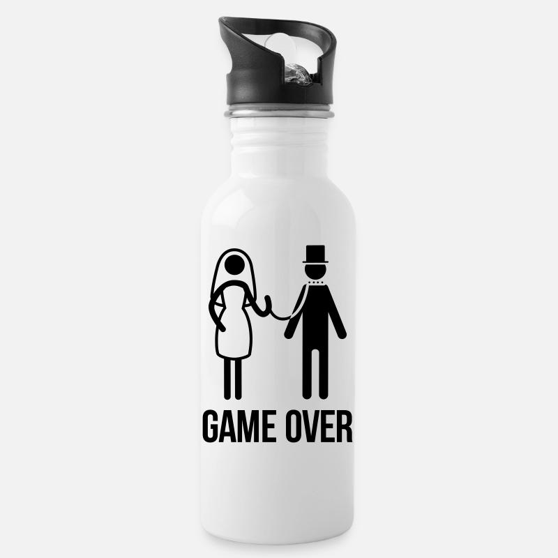 Stag night bachelor party - Water bottle with straw - white