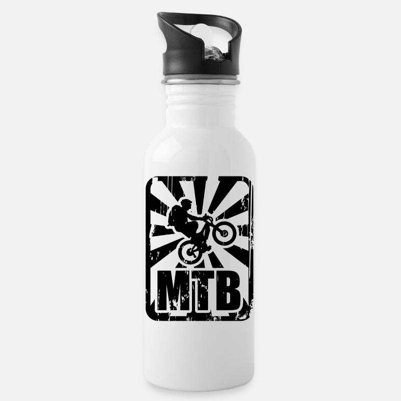 MTB - Trinkflasche mit integriertem Trinkhalm - Weiß