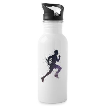 Laufen Rennen Sprint - Trinkflasche mit integriertem Trinkhalm - Weiß - Rechts