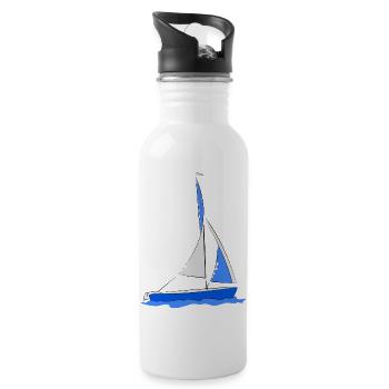 Sailboat in the water Blue - Water bottle with straw - white - Right