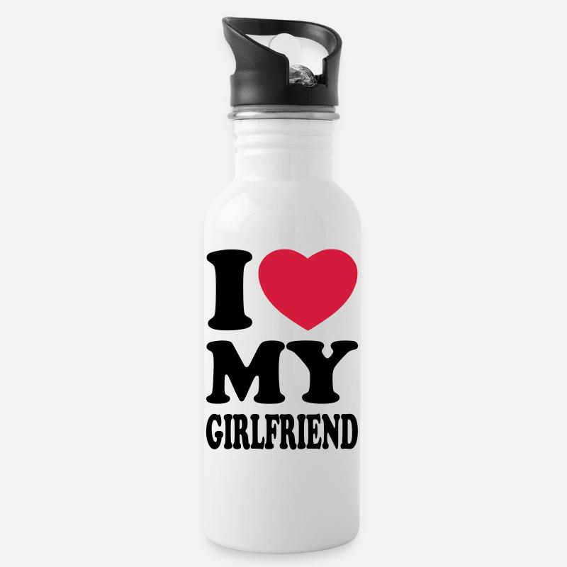 I love my girlfriend - J'aime mon amie - Gourde avec paille intégrée - blanc