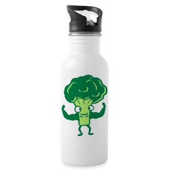 brokkoli bodybuilder stark muskeln gesund vitamine - Trinkflasche mit integriertem Trinkhalm - Weiß - Rechts