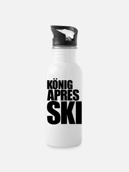 apres ski après-ski - Trinkflasche mit integriertem Trinkhalm - Weiß