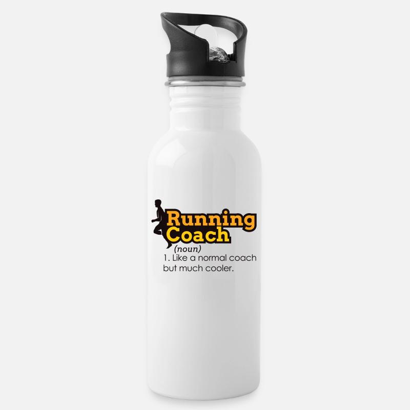 Treadmill funny word explanation gift idea - Water bottle with straw - white