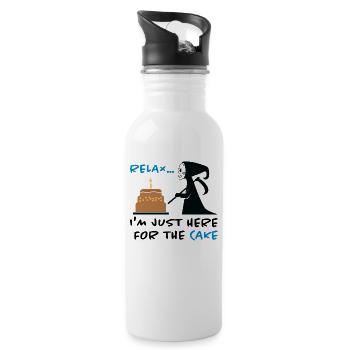 Funny design for a birthday! The death gift - Water bottle with straw - white - Right