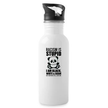 Doux panda contre le racisme! - Gourde avec paille intégrée - blanc - Droite