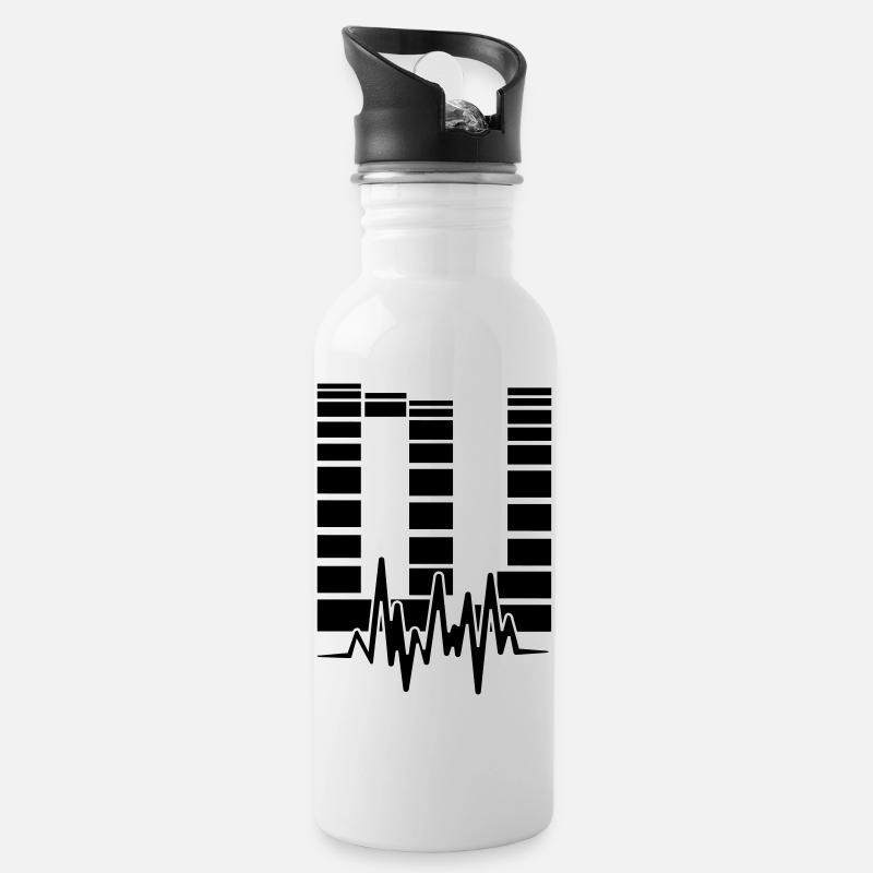 dj - Water bottle with straw - white