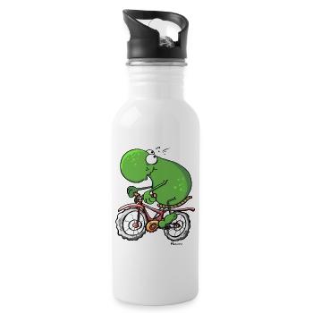 Funny Cycling Tour Frog - Water bottle with straw - white - Right