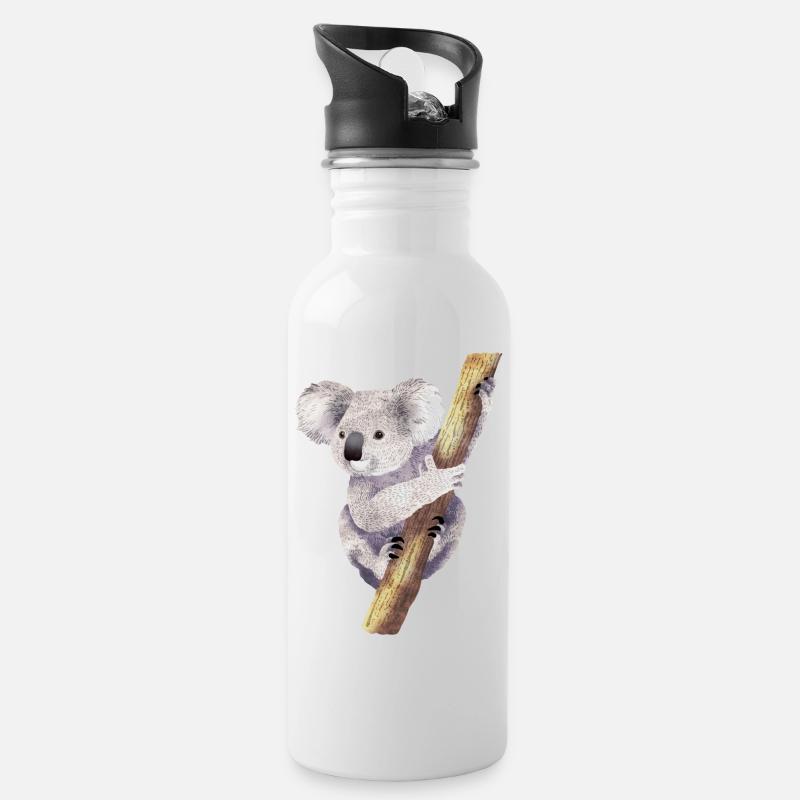 Koala 01 - Gourde avec paille intégrée - blanc