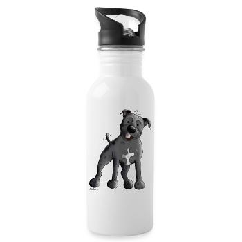 Mignon Staffordshire Bull Terrier - Gourde avec paille intégrée - blanc - Droite