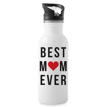 Best Mom Ever - Water bottle with straw - white - Right