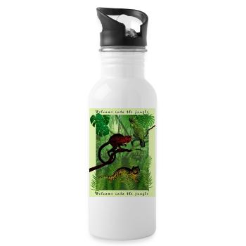 Jungle Mania - Water bottle with straw - white - Right