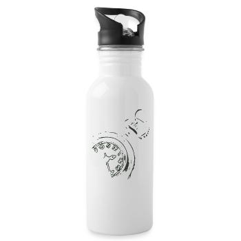 Stoppuhr schwarz - Trinkflasche mit integriertem Trinkhalm - Weiß - Rechts