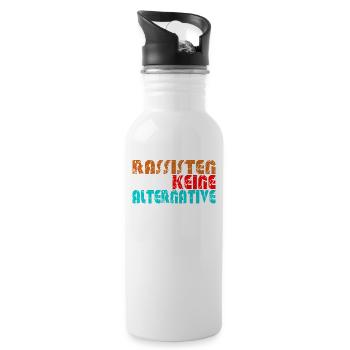 Anti AFD Alternative gegen Nazis Rechts - Trinkflasche mit integriertem Trinkhalm - Weiß - Rechts