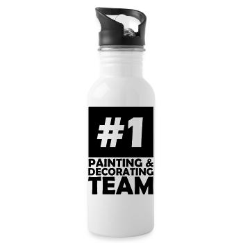 number one painting and decorating team - Water bottle with straw - white - Right