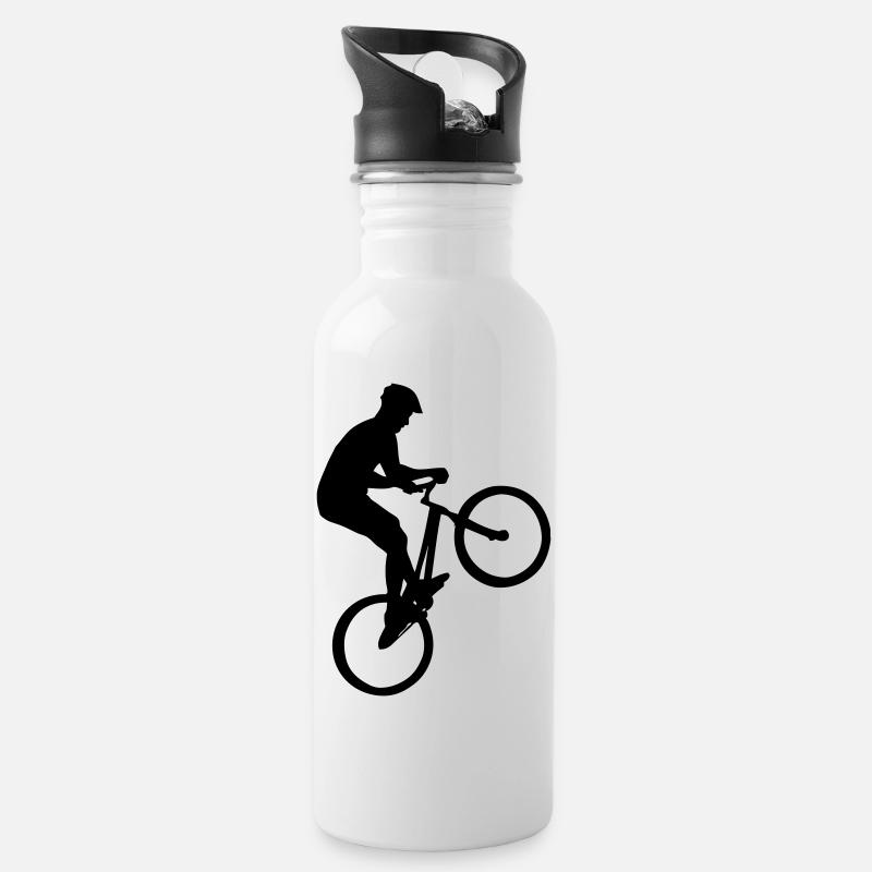 Biking - Trial - Trinkflasche mit integriertem Trinkhalm - Weiß