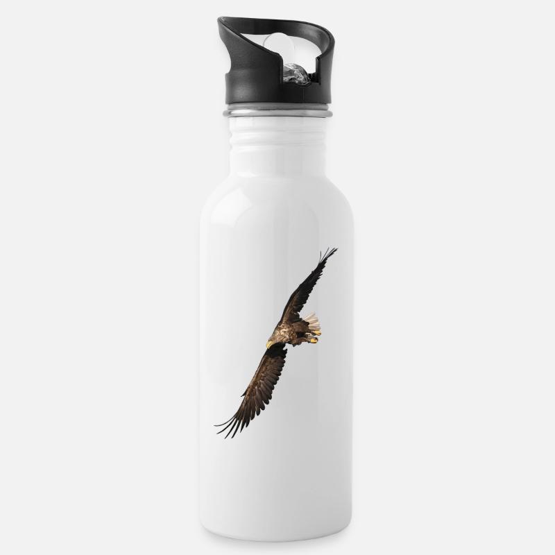 Seeadler - Trinkflasche mit integriertem Trinkhalm - Weiß