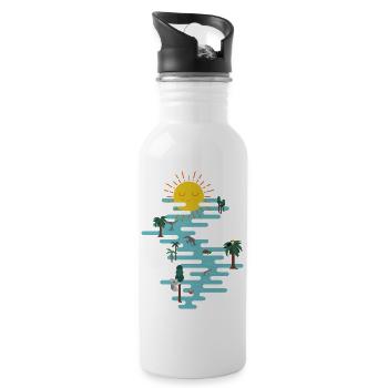 Sonne & Meer - Trinkflasche mit integriertem Trinkhalm - Weiß - Rechts