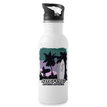 South Africa - Beach - Surfing - Surfer - Trinkflasche mit integriertem Trinkhalm - Weiß - Rechts