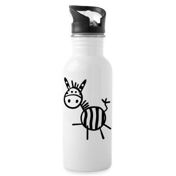 Funny Zebra - Water bottle with straw - white - Right