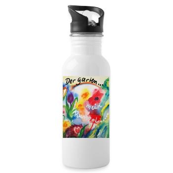 EG Blumen ITulpen I Der Garten I flowers I present - Trinkflasche mit integriertem Trinkhalm - Weiß - Rechts