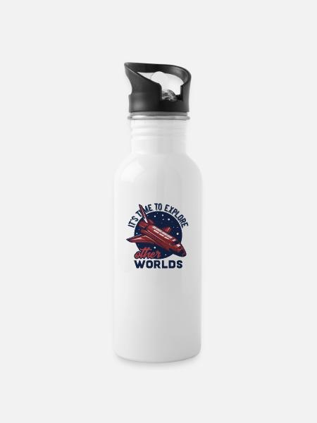 Science Fiction, Weltraum Space - Trinkflasche mit integriertem Trinkhalm - Weiß