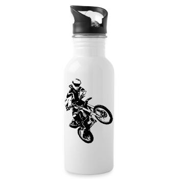 Dirtbike - Trinkflasche mit integriertem Trinkhalm - Weiß - Rechts