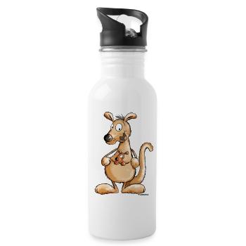 Kangourou avec bébé - cadeau - Gourde avec paille intégrée - blanc - Droite