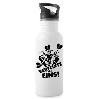 dart dartscheibe humor - Trinkflasche mit integriertem Trinkhalm - Weiß - Rechts